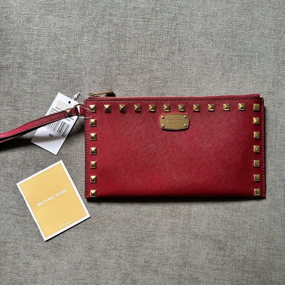MICHAEL Michael Kors Saffiano Studded Clutch - Picture 1 of 2